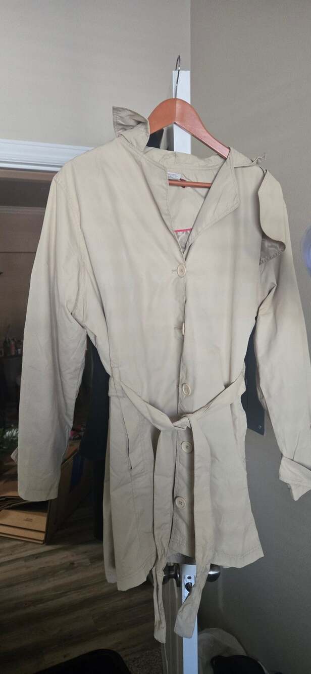 Tudor Court Trench Coat Size XL Beige Belted Rain Jacket